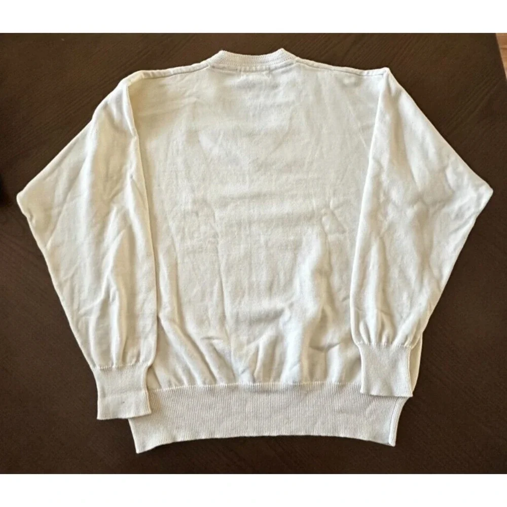 Vintage COTTON TRADERS White Knit GOLF V Neck Sweater Size M Medium‎